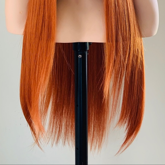 “Put On & Go” Long Copper Color Premium Fiber Wig with Bangs - New in Package - Picture 2 of 13